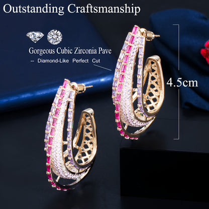 Crystal Long Hoop Earrings - JR NEST