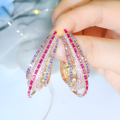 Crystal Long Hoop Earrings - JR NEST