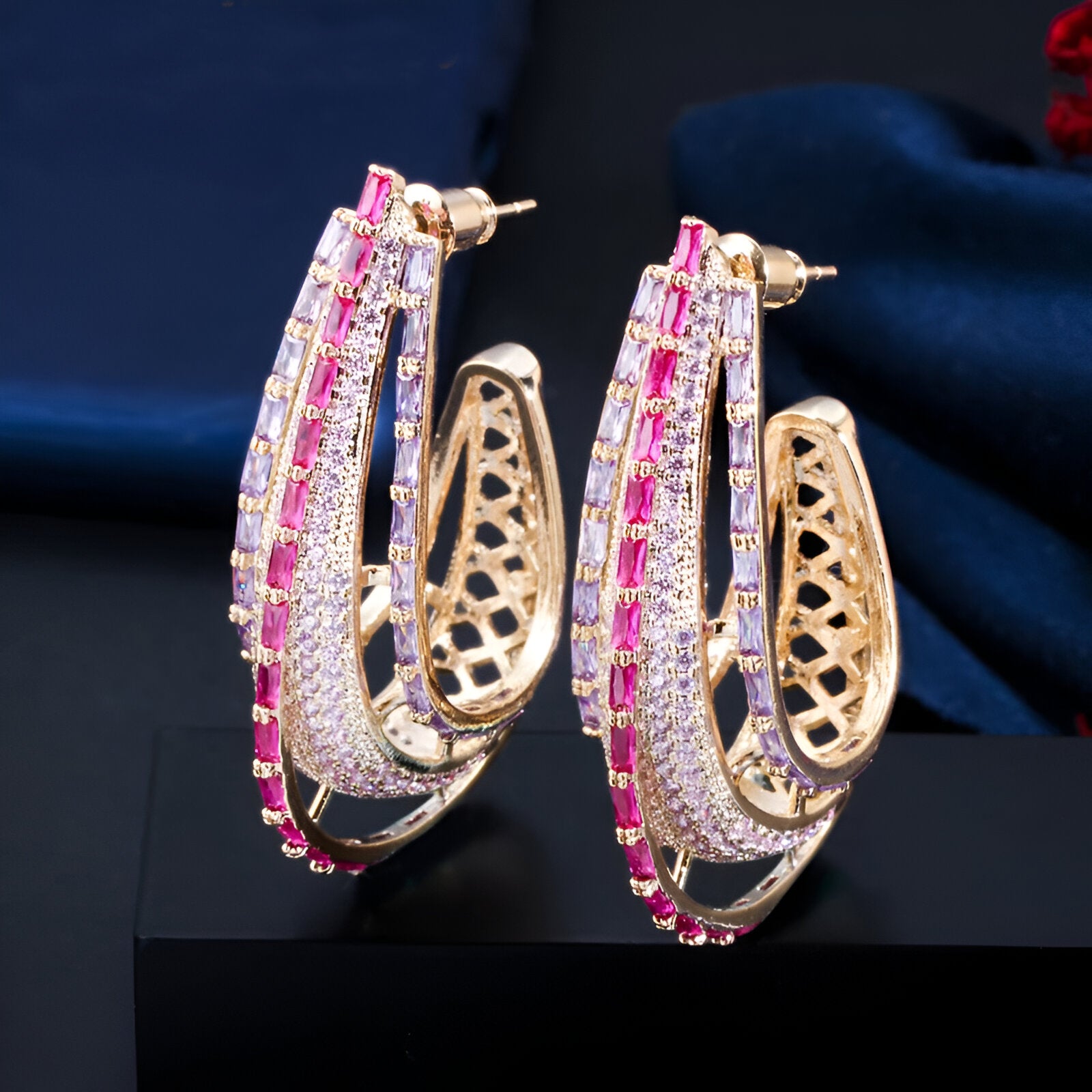 Crystal Long Hoop Earrings - JR NEST