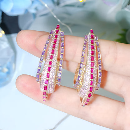 Crystal Long Hoop Earrings - JR NEST