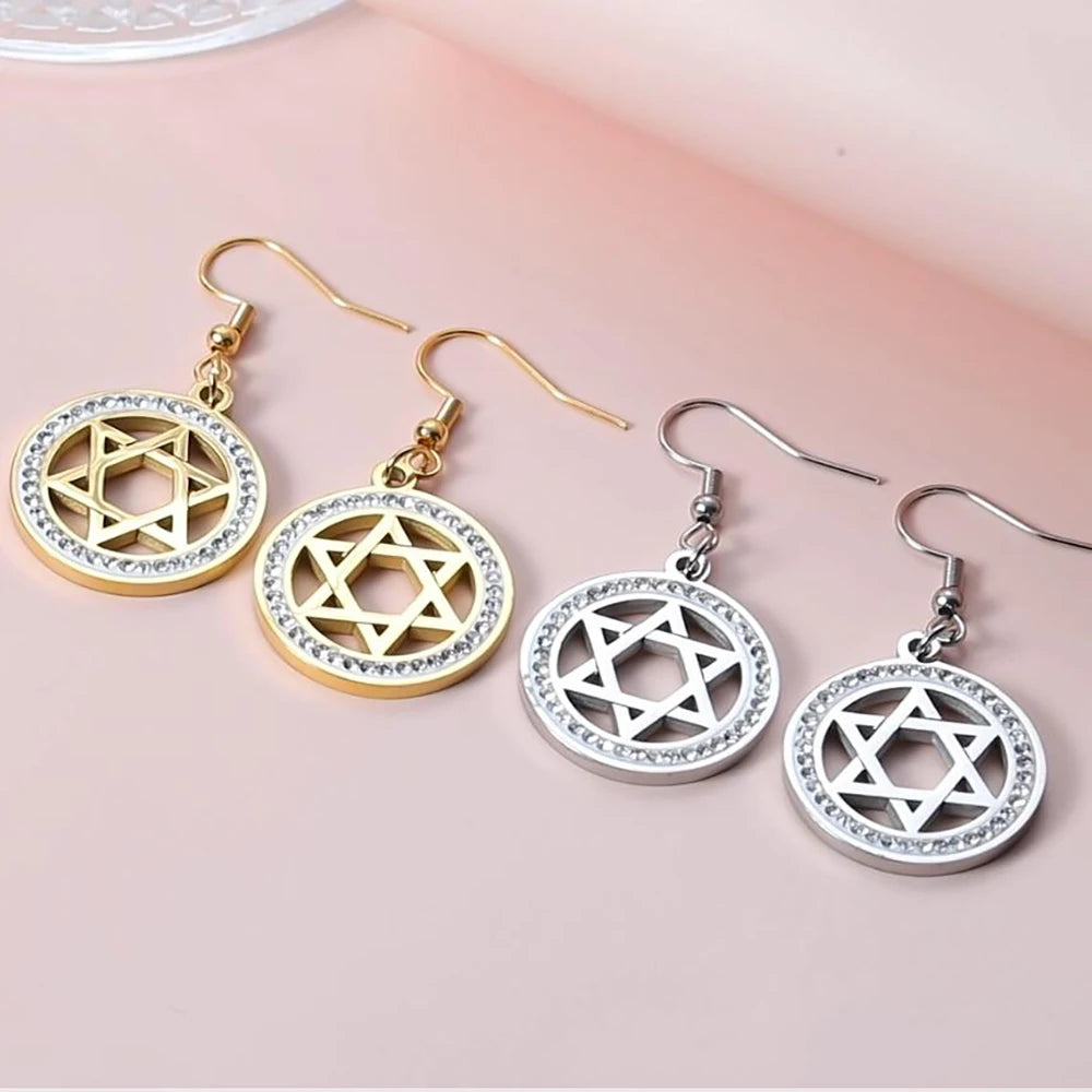 Star of David Clear Earring