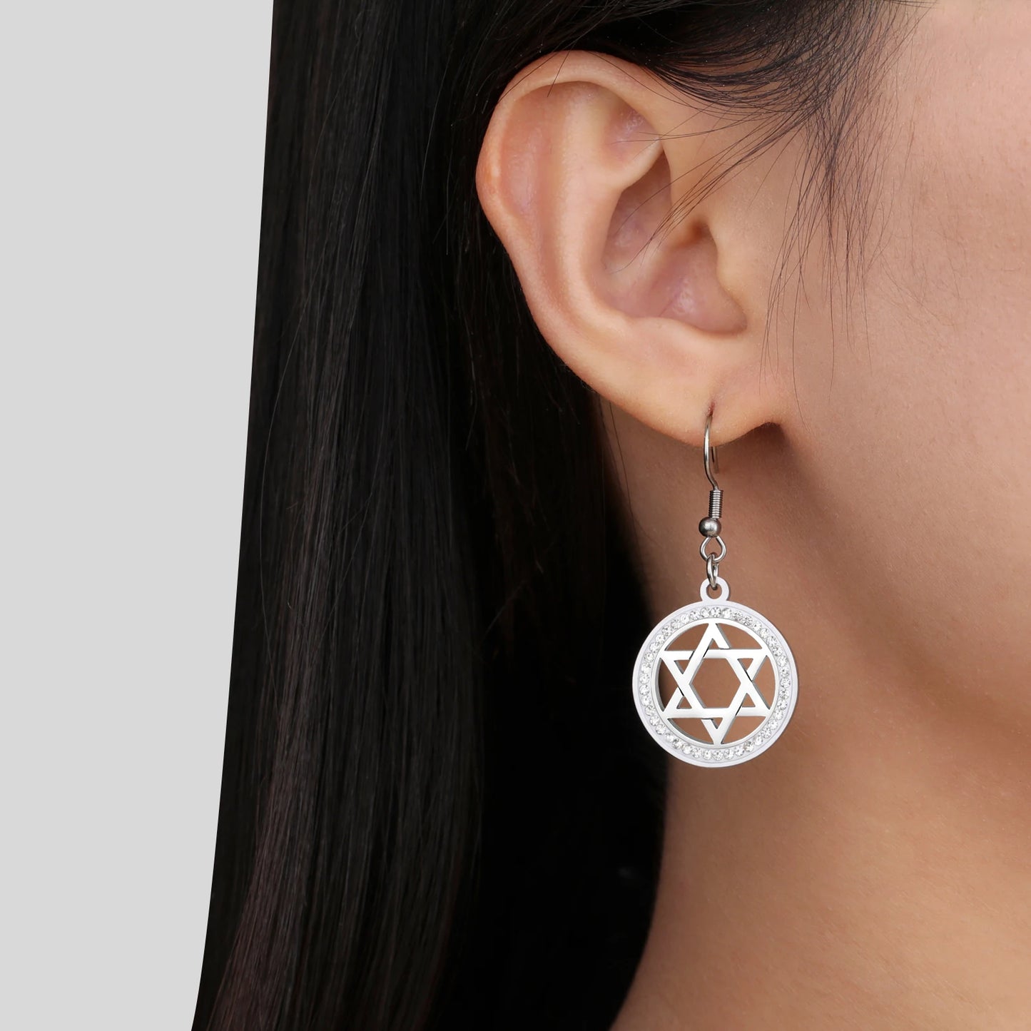 Star of David Clear Earring