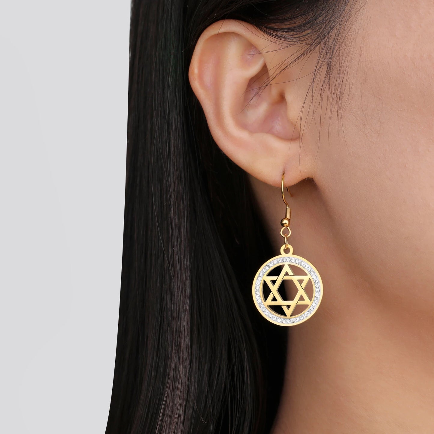 Star of David Clear Earring