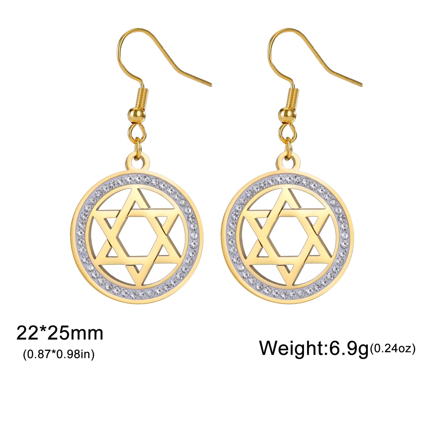 Star of David Clear Earring