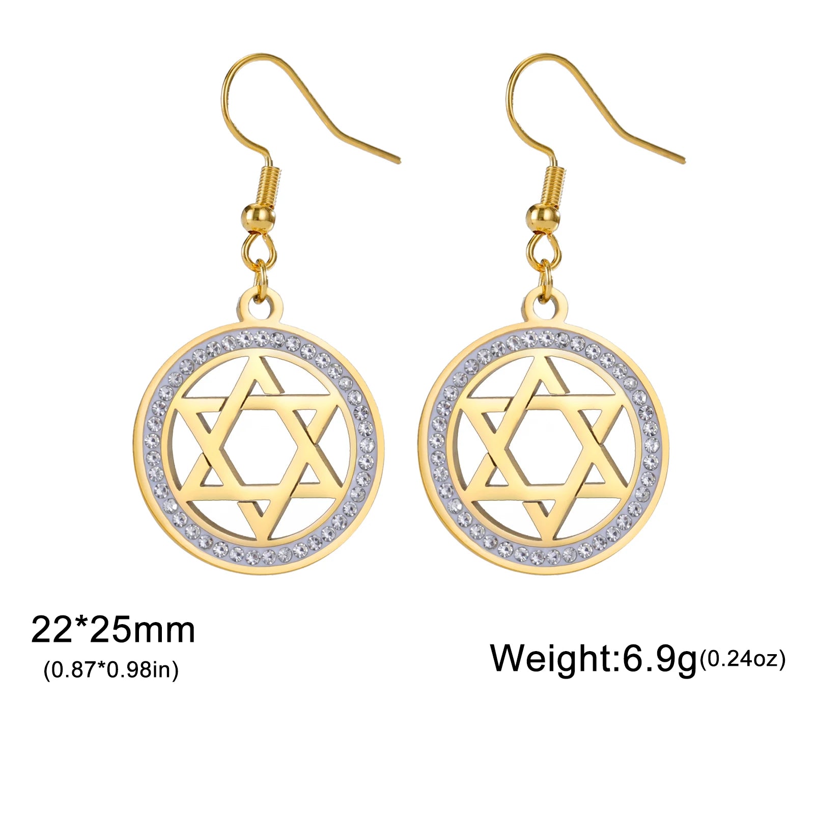 Star of David Clear Earring