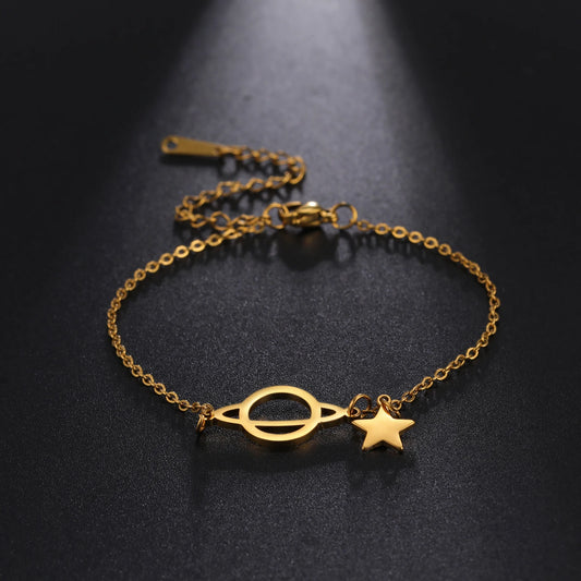 Saturn Planet Charm Bracelet