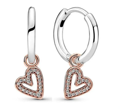 Silver Heart Hoop Earrings