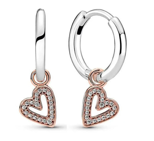 Silver Heart Hoop Earrings