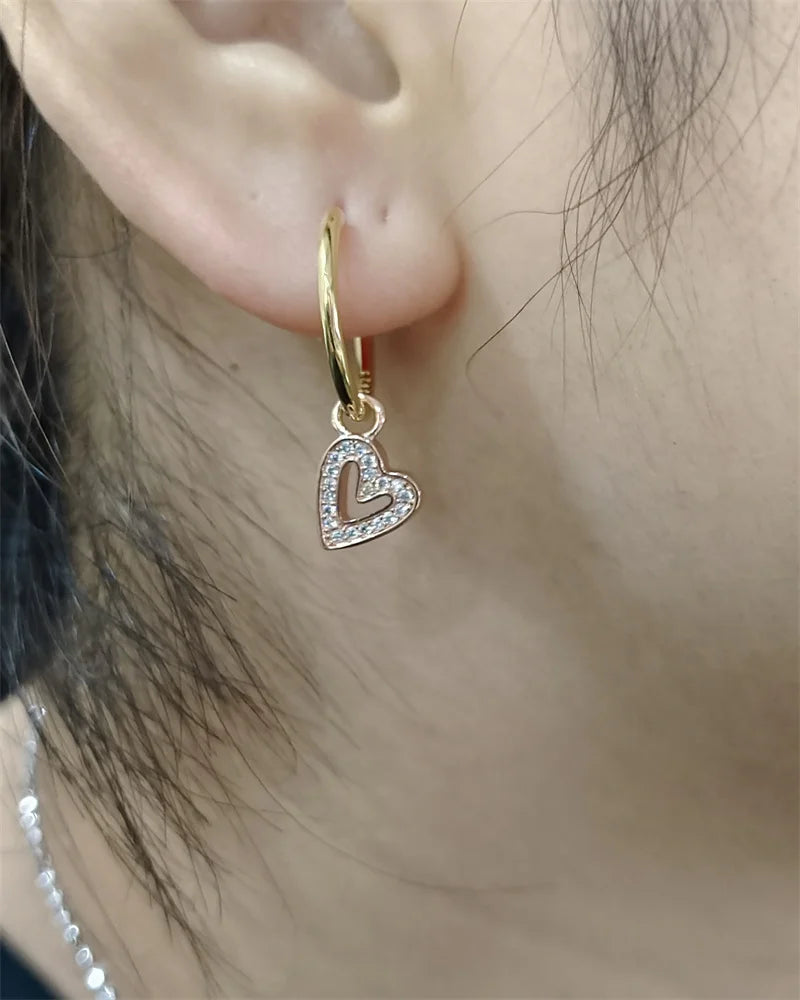 Silver Heart Hoop Earrings