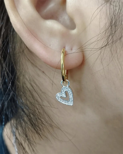 Silver Heart Hoop Earrings