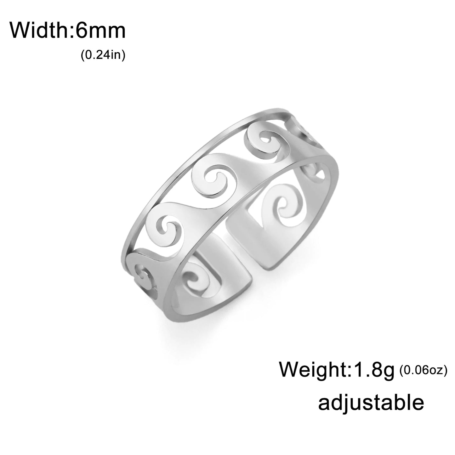 Stainless Steel Waves Ring