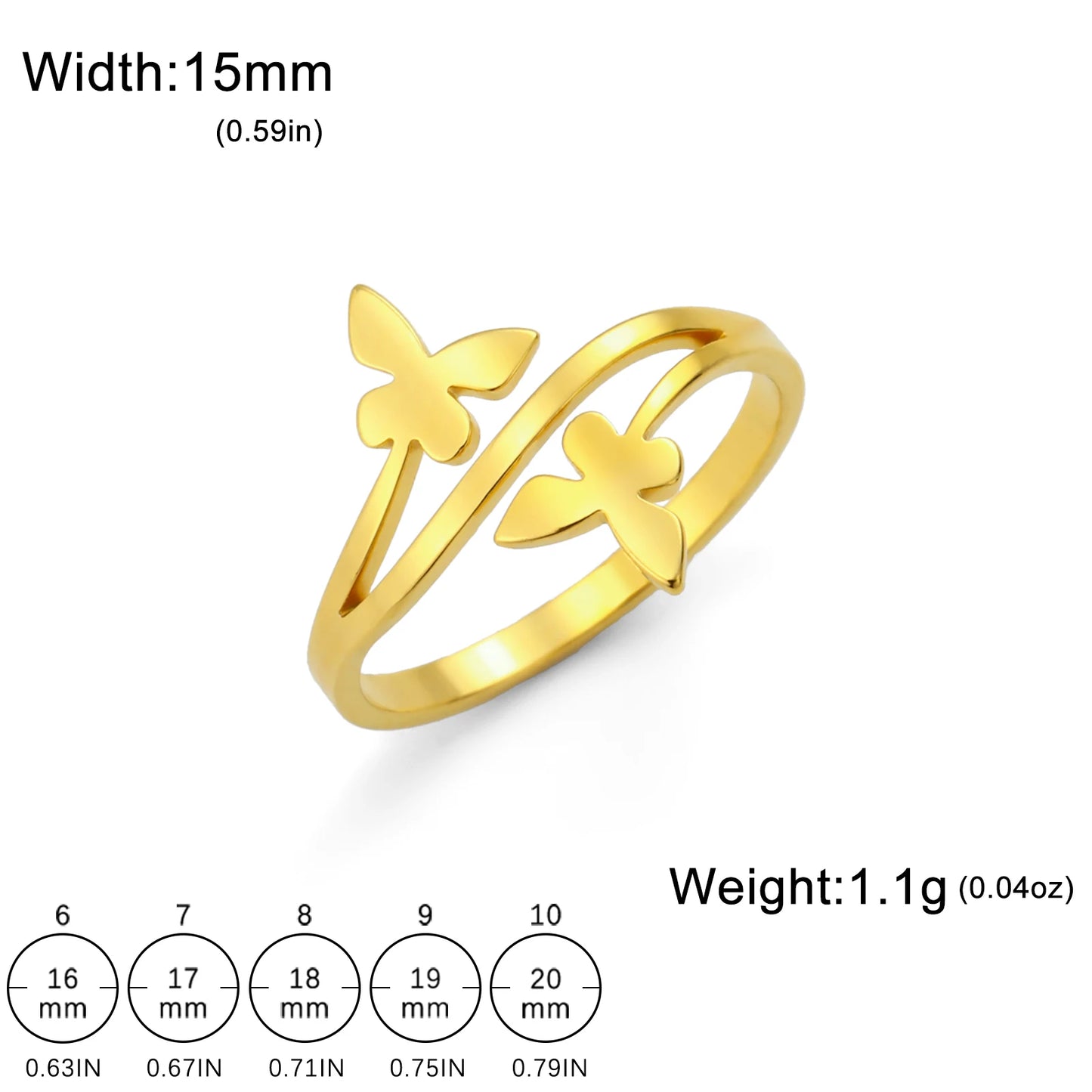 Butterfly Rings Women Stainless
