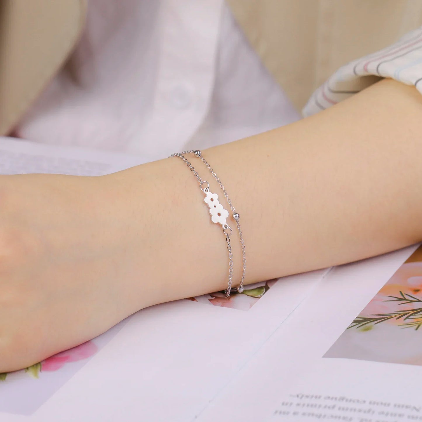 Floral Charm Hand Bracelet