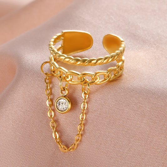 Zircon Heart Chain Ring