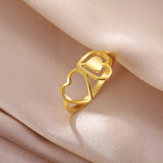 Trendy 3 Hearts Gold Ring