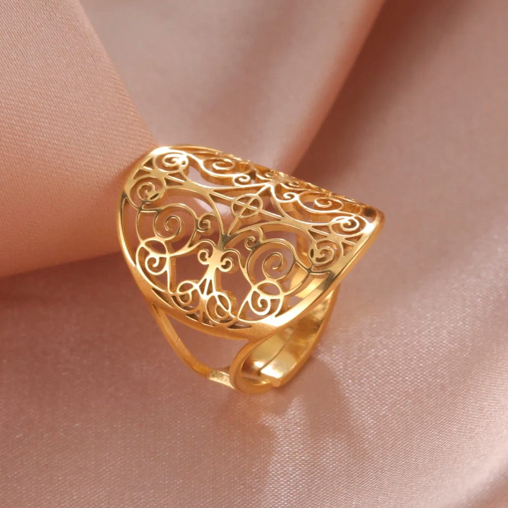 Adjustable Filigree Flower Rings 