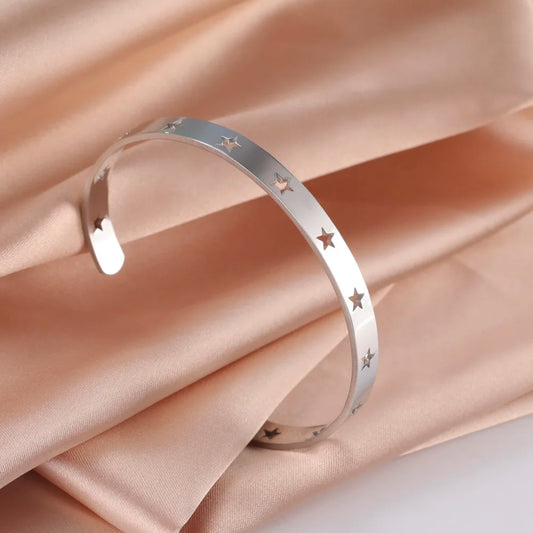 Stainless Steel Star Bangle Women