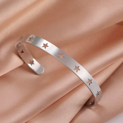 Stainless Steel Star Bangle Women