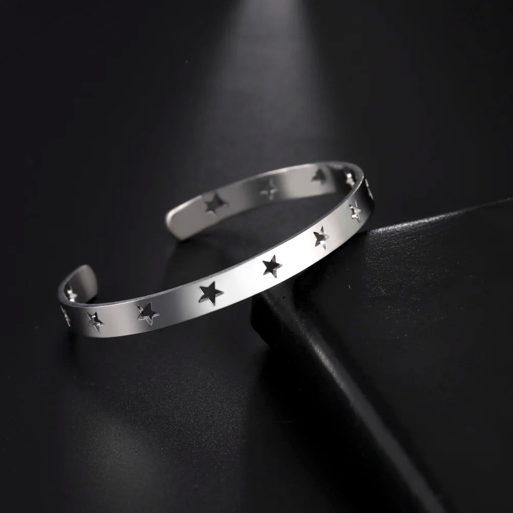 Stainless Steel Star Bangle Women