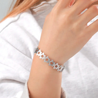 Stainless Steel Star Bangle Women