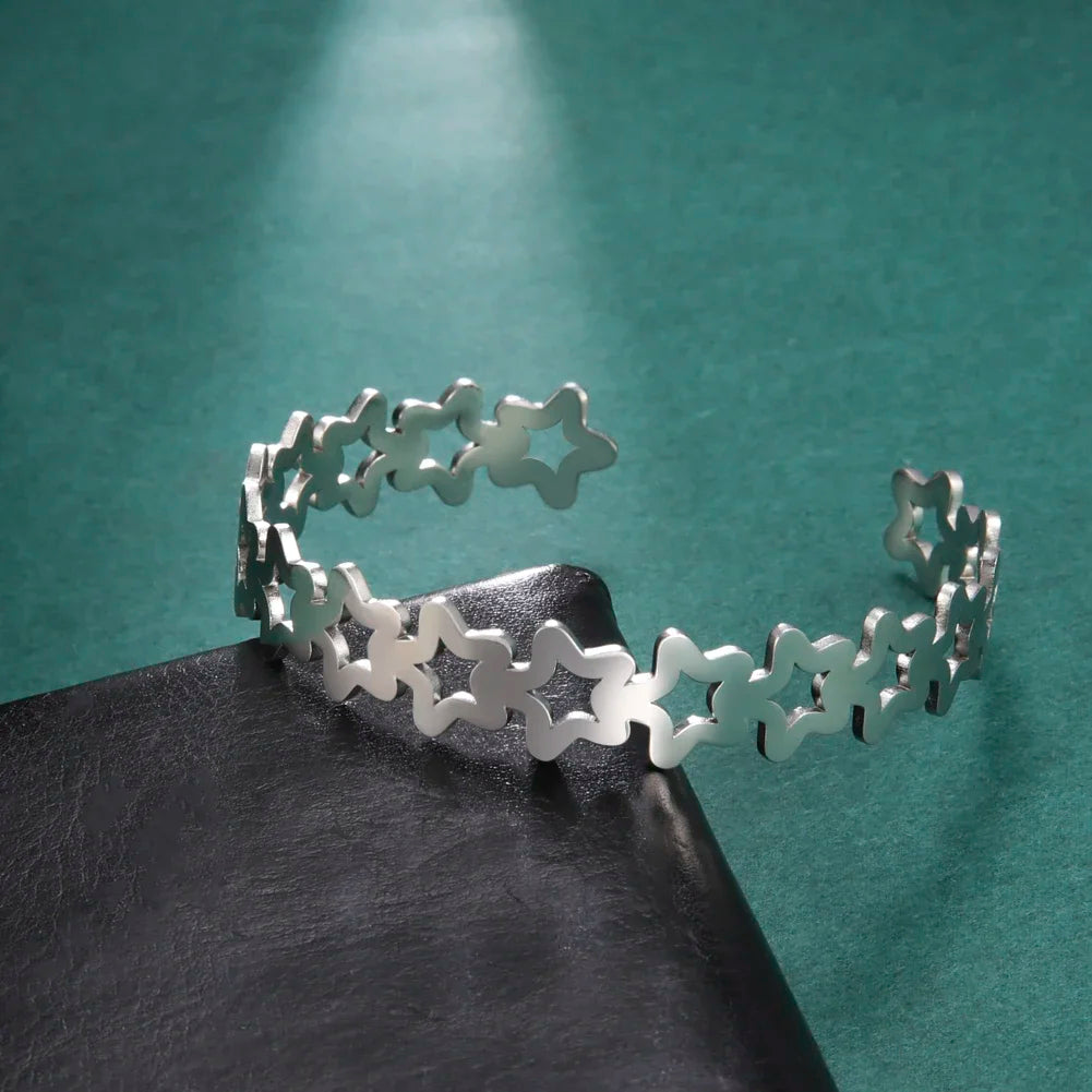 Stainless Steel Star Bangle Women