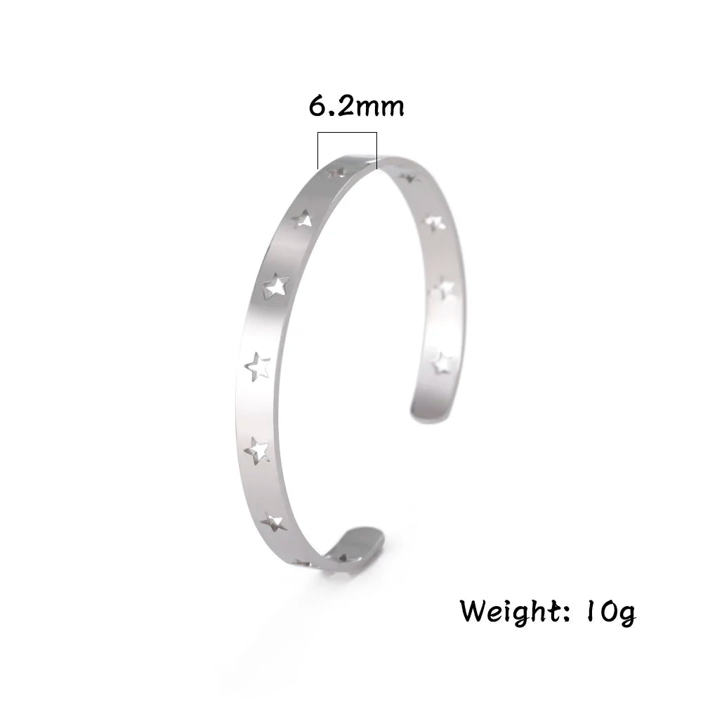 Stainless Steel Star Bangle Women