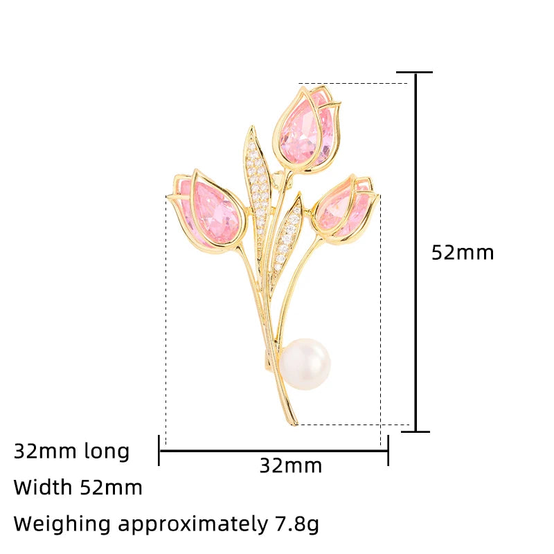 Tulip Pearl Temperament Brooch