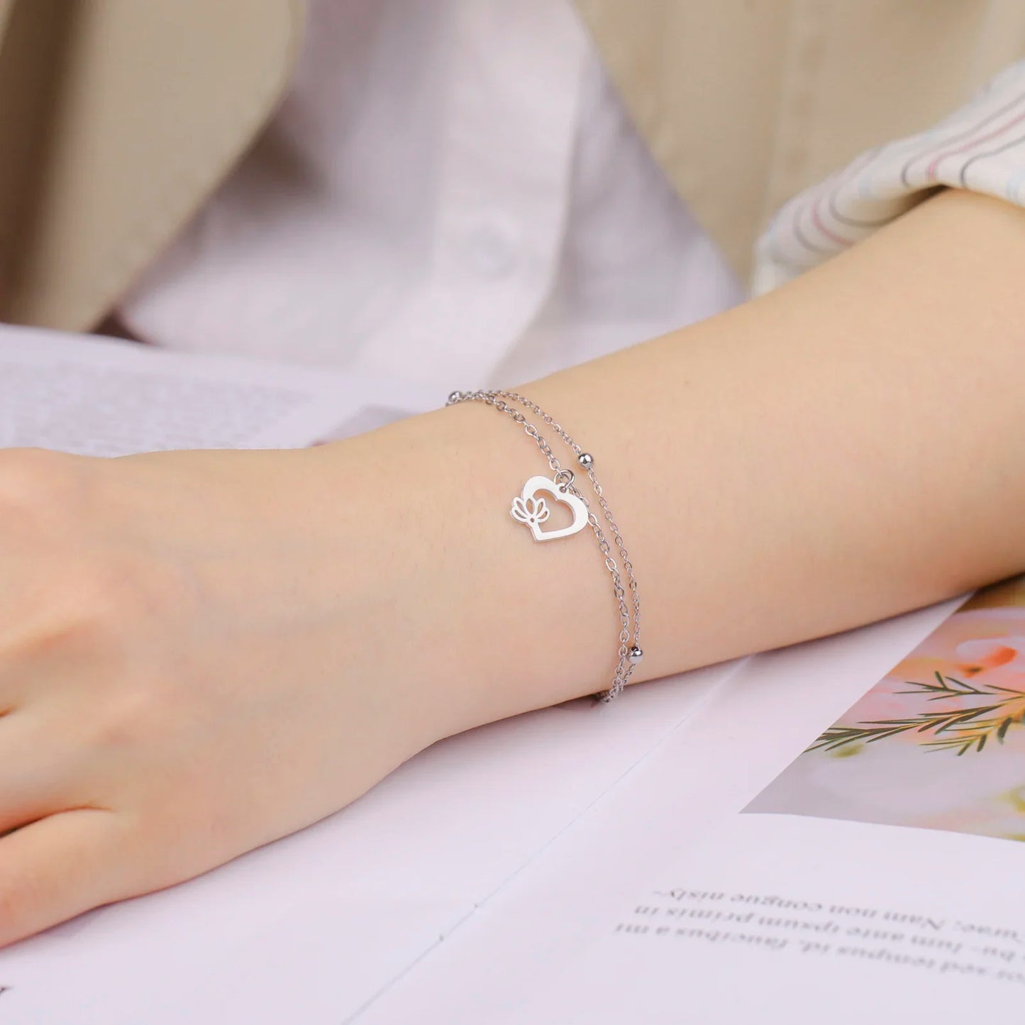 Lotus Heart Jewelry Bracelet