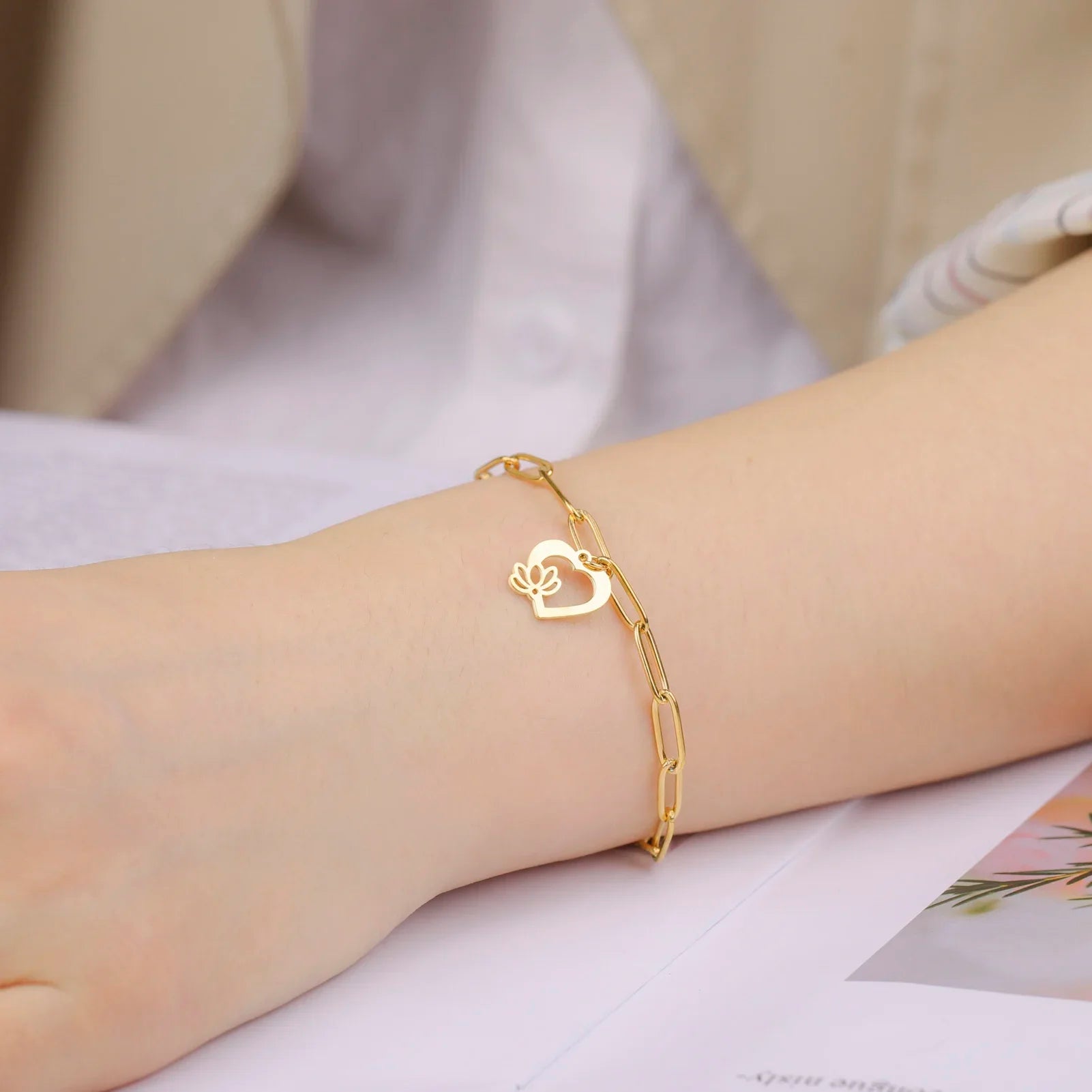 Lotus Heart Jewelry Bracelet