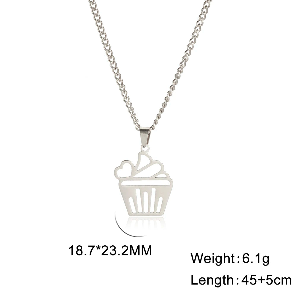 Stainless Steel Cupcake Necklace