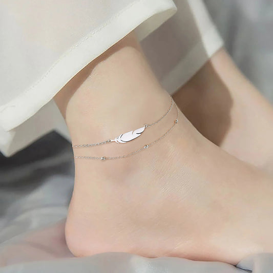 Stainless Steel Feather Anklet