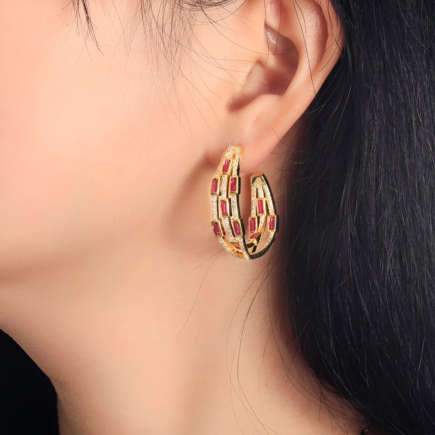 Triple Circle Round Double Sided Earring - JR NEST