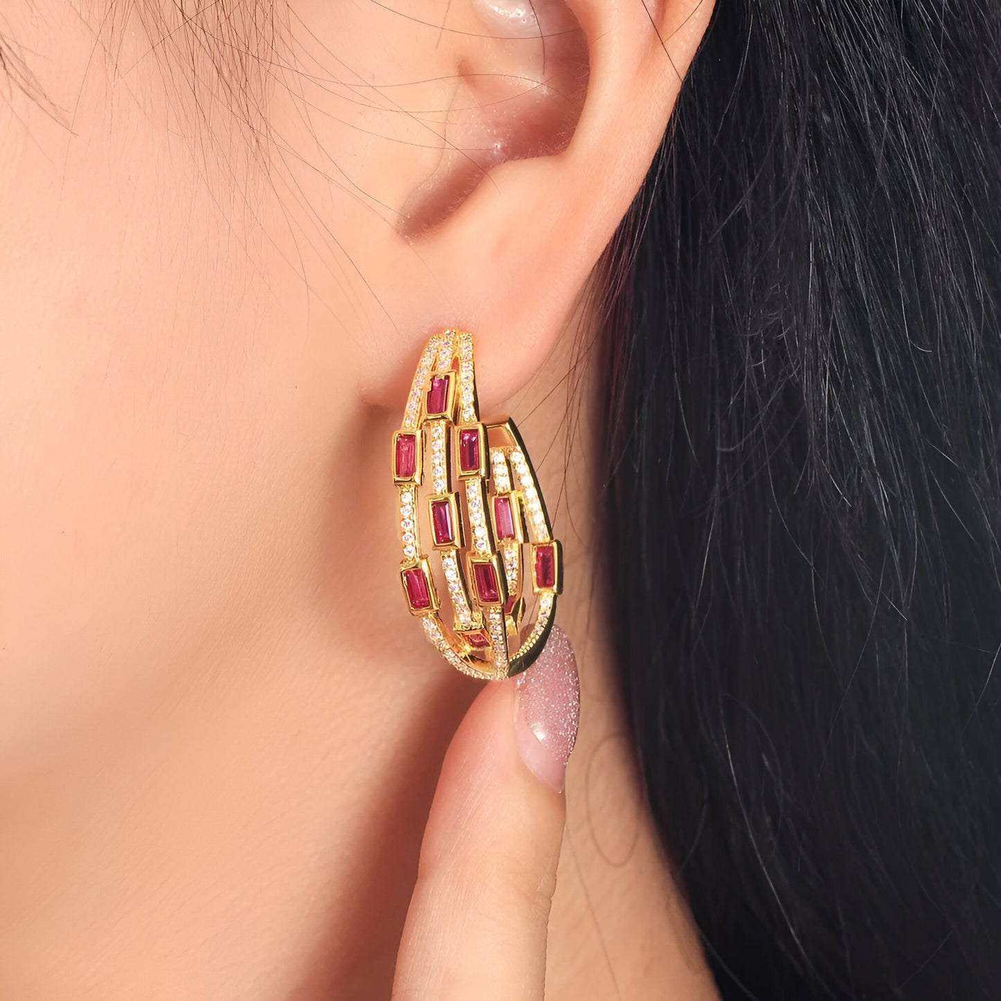 Triple Circle Round Double Sided Earring - JR NEST