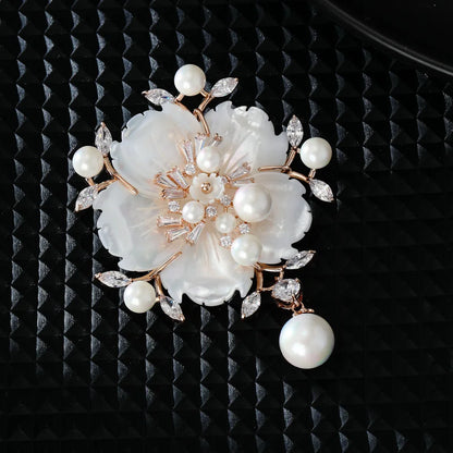 Natural Shell Rose Brooch