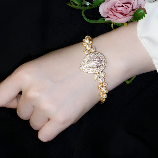 Yellow Gold Leaf Bracelet - JR NEST