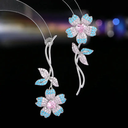 Asymmetric Fashion Flower Earrings