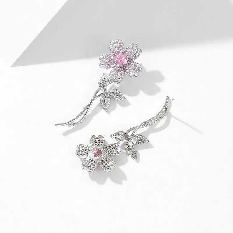 Asymmetric Fashion Flower Earrings