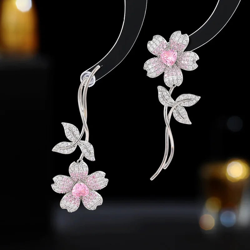 Asymmetric Fashion Flower Earrings