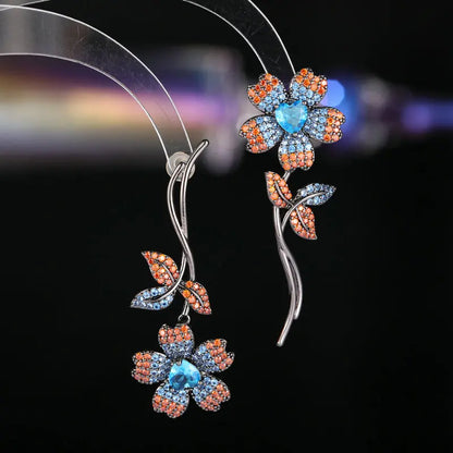 Asymmetric Fashion Flower Earrings