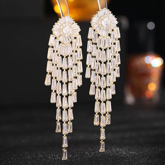  Inlaid Tassel Earrings Jewelry