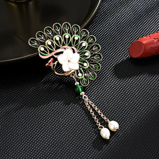 Peacock Flower Pearl Brooch