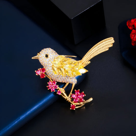 Zirconia Paved Bird Brooch