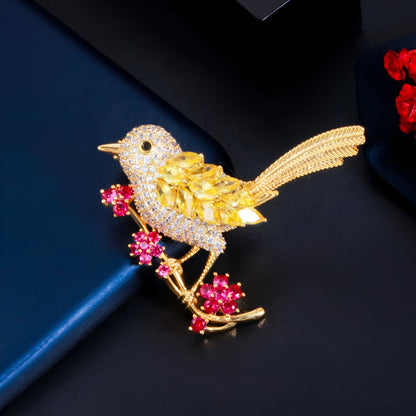 Zirconia Paved Bird Brooch