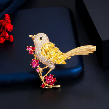 Zirconia Paved Bird Brooch