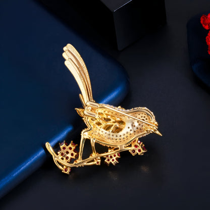 Zirconia Paved Bird Brooch