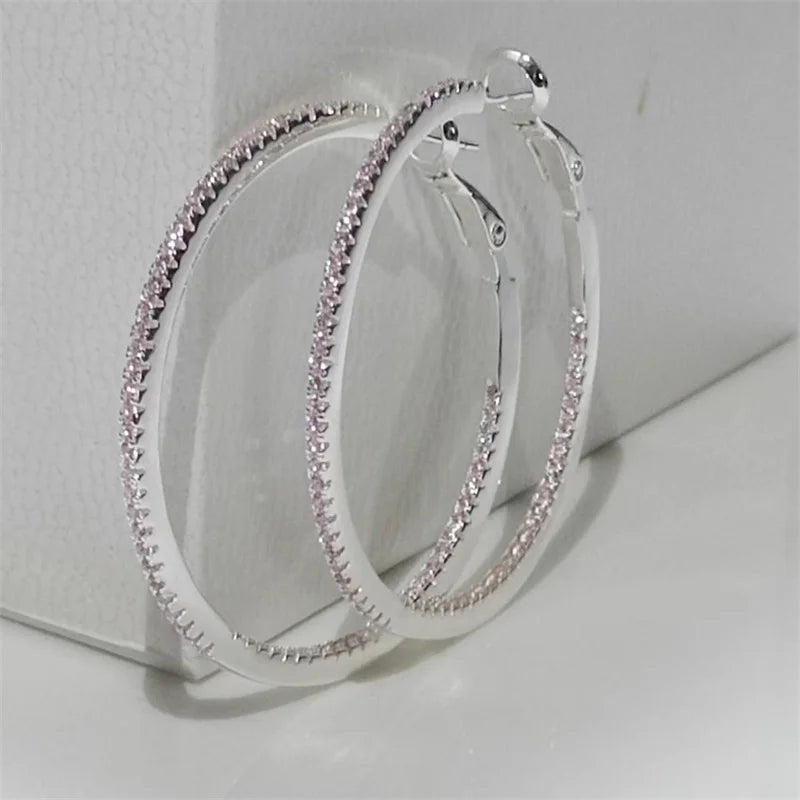 Classic Zircon Hoop Earrings