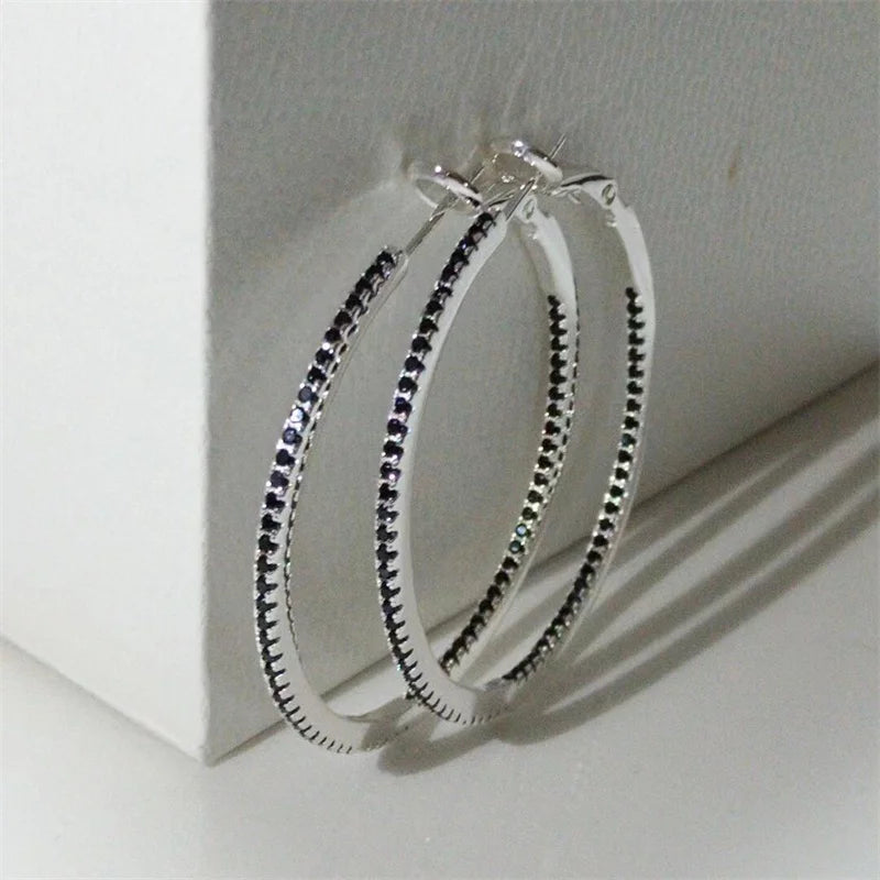 Classic Zircon Hoop Earrings