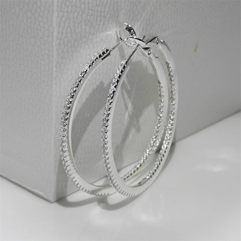 Classic Zircon Hoop Earrings